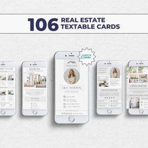 Paquete de plantillas de mensajes de texto para bienes raíces, paquete de tarjetas de presentación digitales para bienes raíces, paquete de tarjetas de presentación digitales para bienes raíces, plantillas de mensajes de texto para agentes inmobiliarios