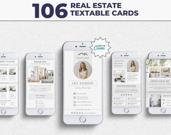 Real Estate Textable Bundle, Textable Real Estate Card Bundle, Real Estate Digital Business Card Bundle, Realtor Text Message Templates
