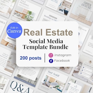 200 Real Estate Templates, Real Estate Marketing, Social Media Instagram Bundle, Listing Presentation, Realtor NAR, Business Cards, realtor