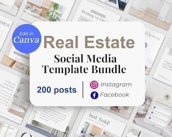 Real Estate Social Media Instagram Bundle, Real Estate Marketing, Realtor instagram Post Template Canva, Social Media Templates For Realtors