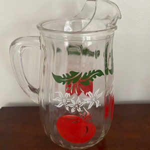 Vintage Tomato Juice pitcher with tomato print 8 inches