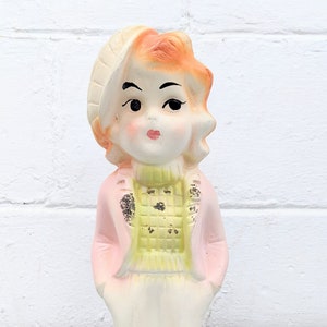 Vintage Carnival Chalkware Girl with Glitter
