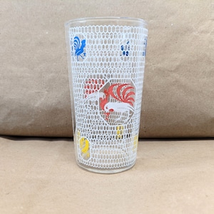 Rare 1930s/1940s Drinking Rooster Honeycomb Glass