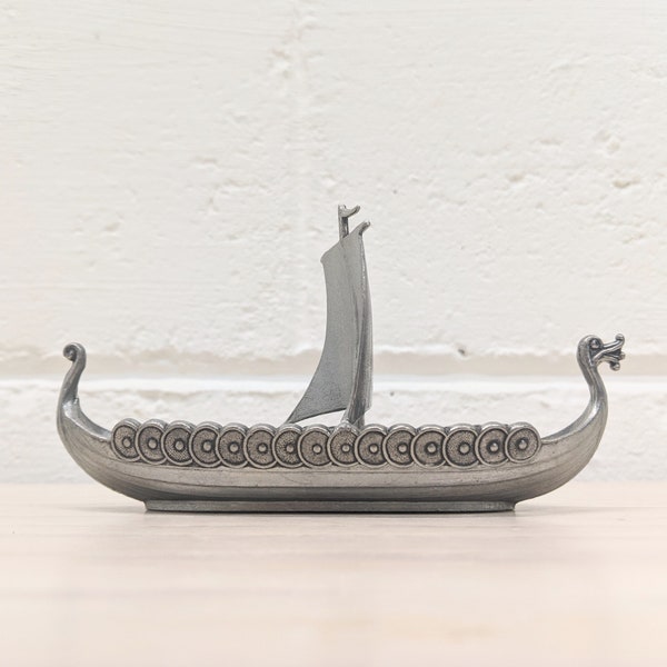 Vintage Pewter Ship Figurine by Handstopt