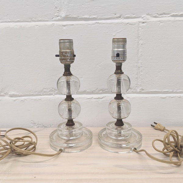Mid-Century Stacked Orb Glass Lamps (pair)