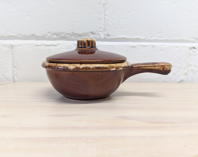Vintage Hull Pottery Ovenproof Brown Drip Soup Bowl Etsy