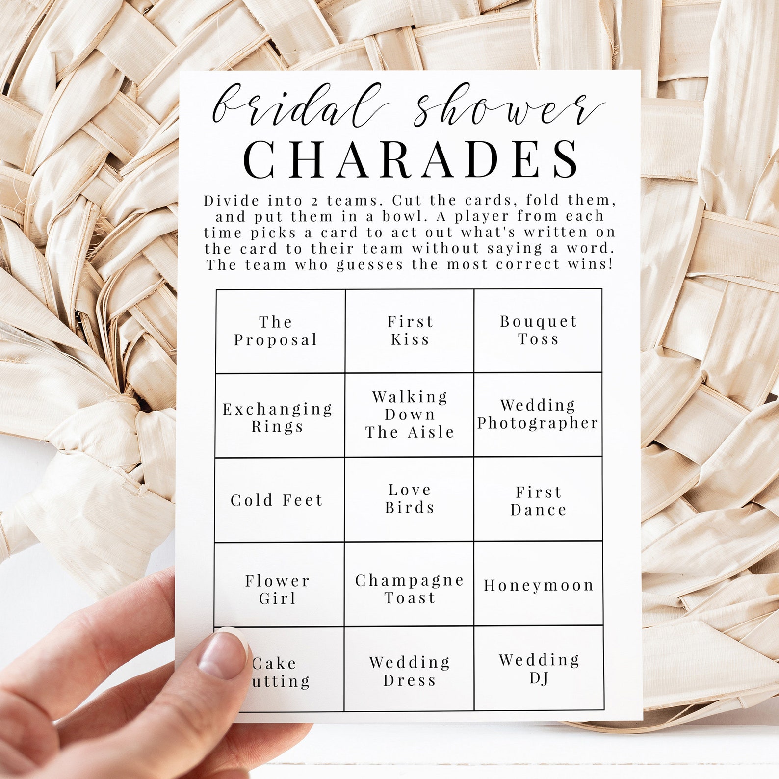 Bridal Shower Charades Game, Bridal Party Charade Cards, Printable ...