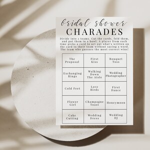 Bridal Shower Charades Game, Bridal Party Charade Cards, Printable ...