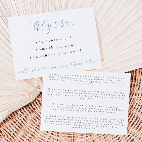 Something Blue Crew Proposal, Will You Be My Something Blue Card, Bridesmaid Proposal, Personalized Something Blue, C100