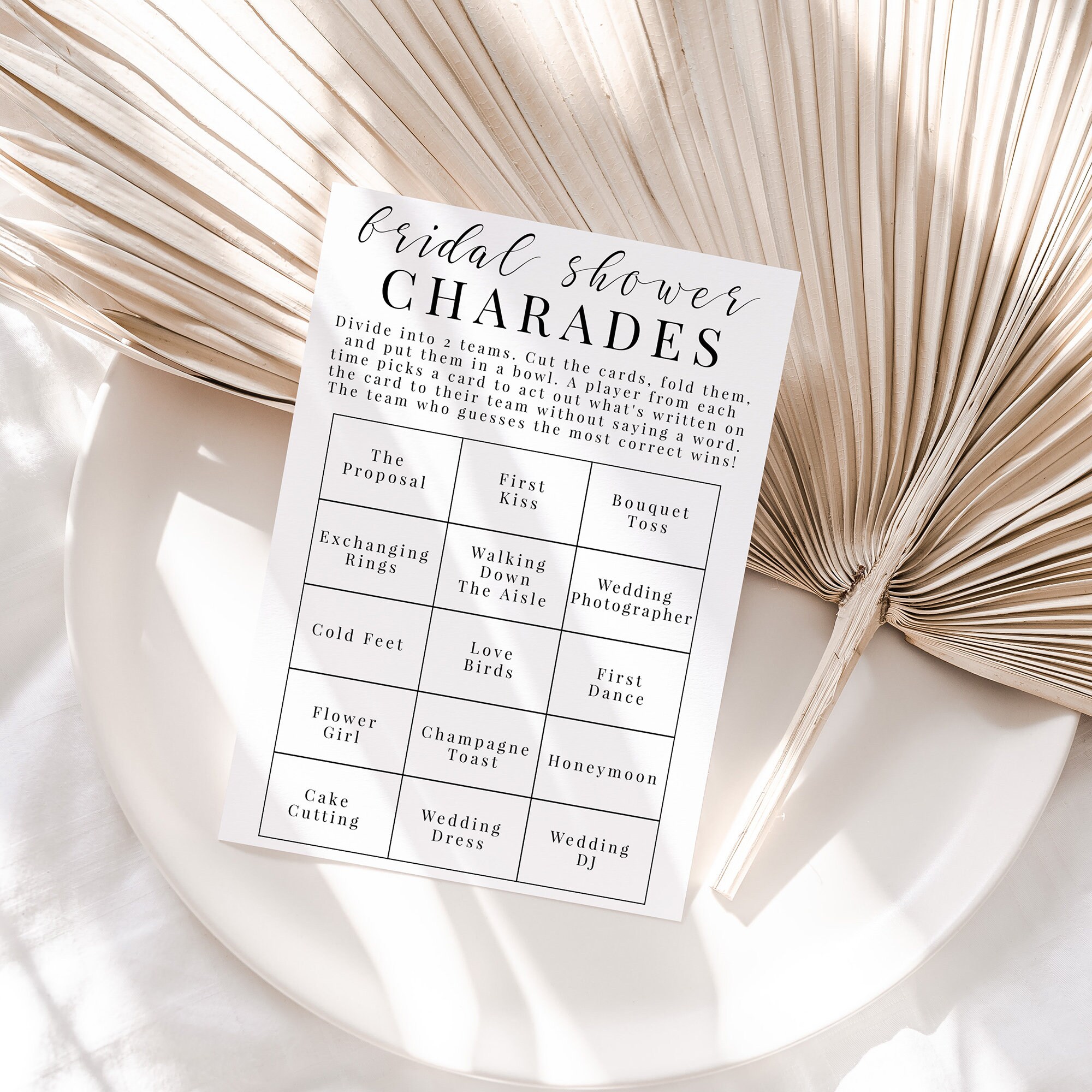Bridal Shower Charades Game, Bridal Party Charade Cards, Printable ...