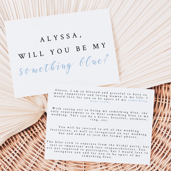 Something Blue Crew Proposal, Will You Be My Something Blue Card, Bridesmaid Proposal, Personalized Something Blue, C100