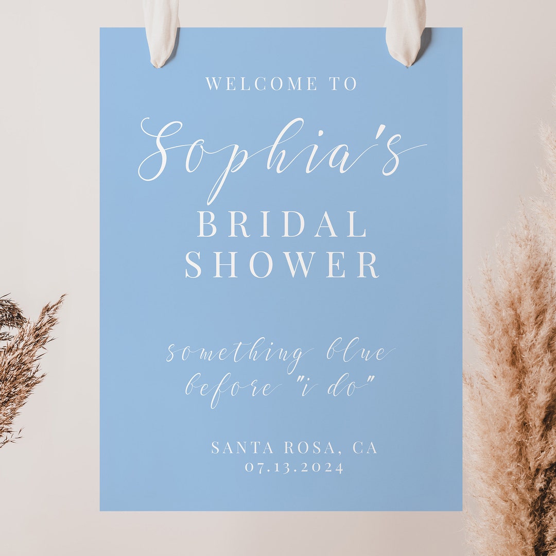 Something Blue Wedding Sign, Something Blue Bridal Shower Welcome Sign ...