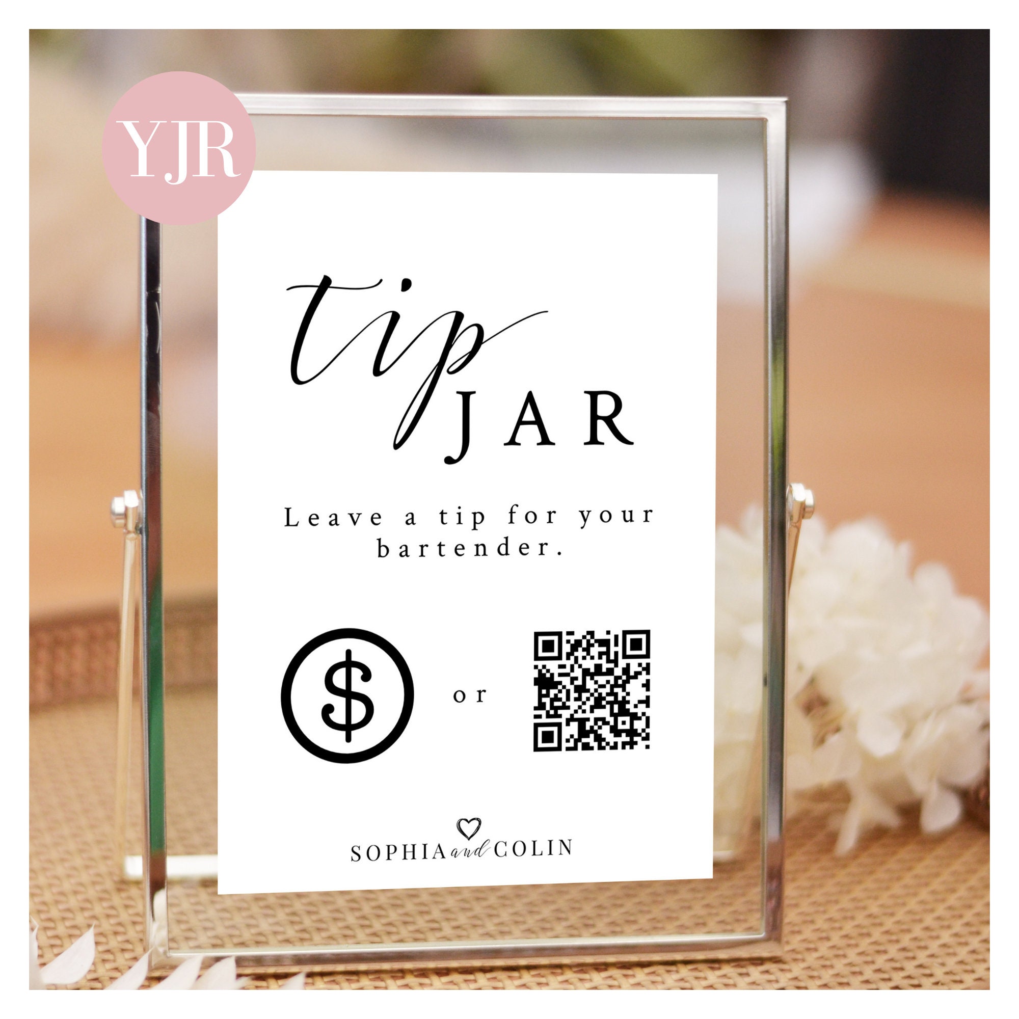 Tip Your Bartender Sign Wedding Bar Tip Virtual Tip Jar Sign Etsy
