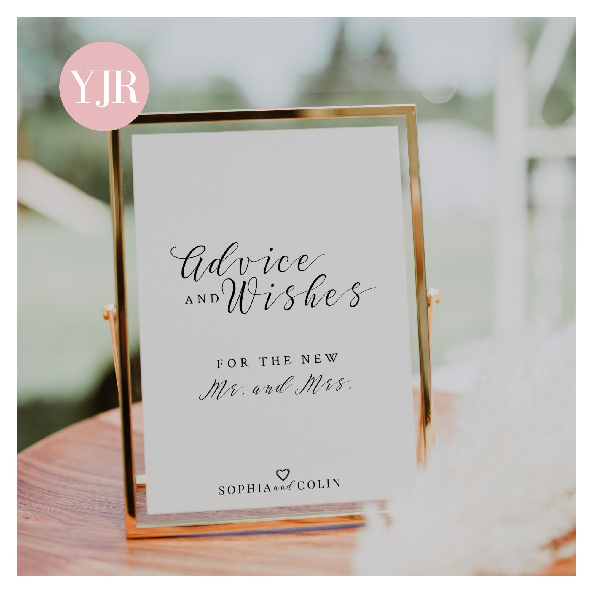 Advice and Wishes for New Mr and Mrs, Advice and Wishes Sign Template