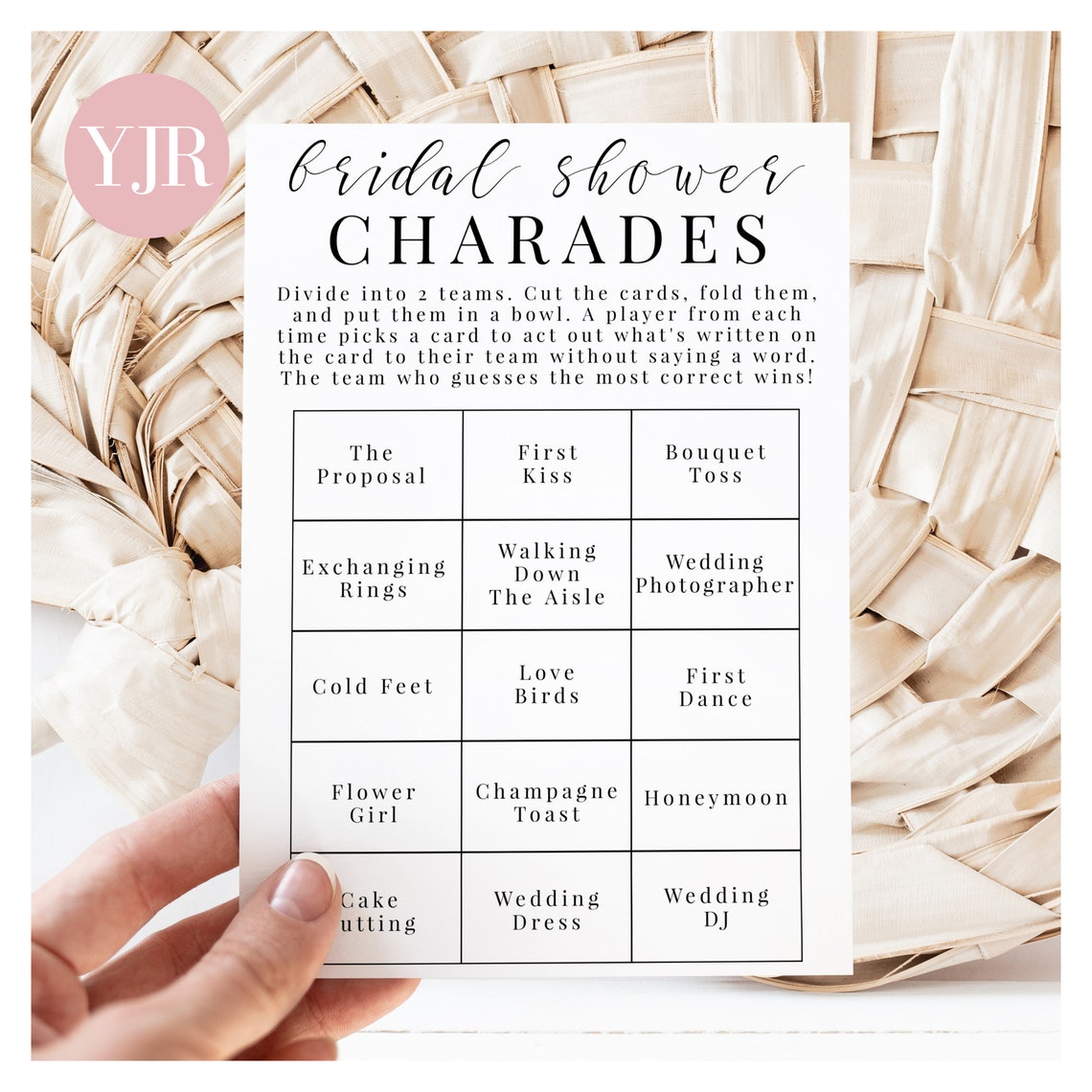 Bridal Shower Charades Game, Bridal Party Charade Cards, Printable ...