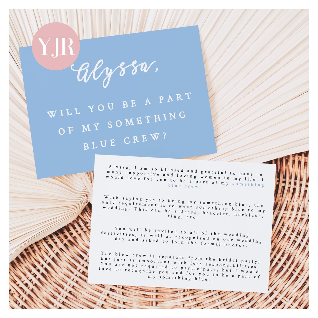 Something Blue Crew Proposal, Will You Be My Something Blue Card, Bridesmaid Proposal