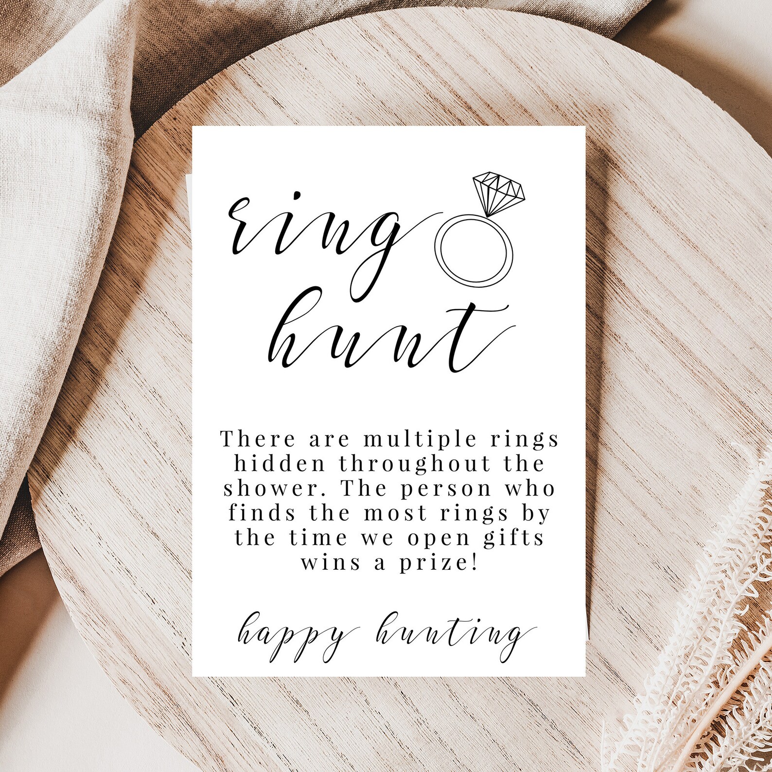 Bridal Shower Ring Hunt Game Sign, Minimalist Ring Game Template ...