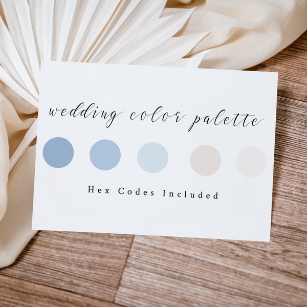 Dusty Blue Color Palette Wedding, Spring Wedding Colors, Garden Wedding Theme, Light Blue Wedding Color, Wedding Hex Code, Editable Template