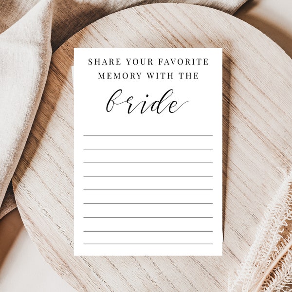 Favorite Memory Of The Bride, Bride-To-Be Printable Memory Game, Favourite Memory With The Bride, Minimalist Bridal Shower Games, C100