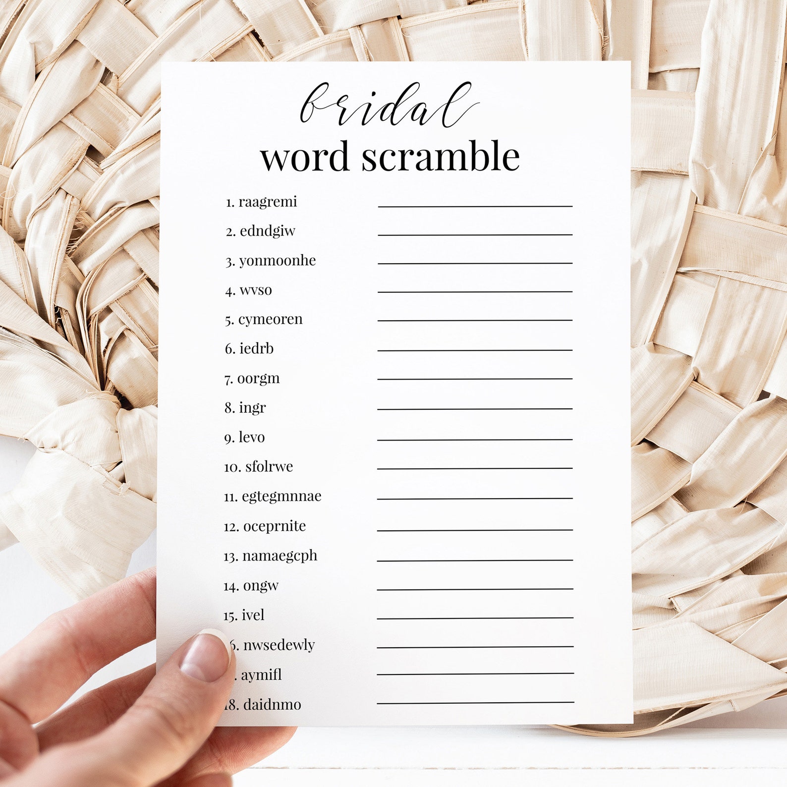 Word Scramble Bridal Shower Game Template, Printable Modern Bridal ...