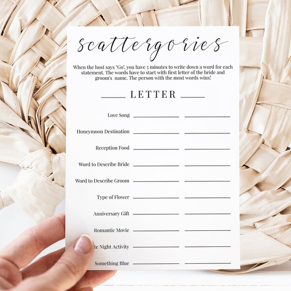 Bridal Scattergories - Etsy