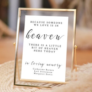 Simple Minimalist Wedding Memorial Sign Editable Template, Honor Loved Ones At Wedding, Heaven Wedding Sign, In Loving Memory Sign, C100