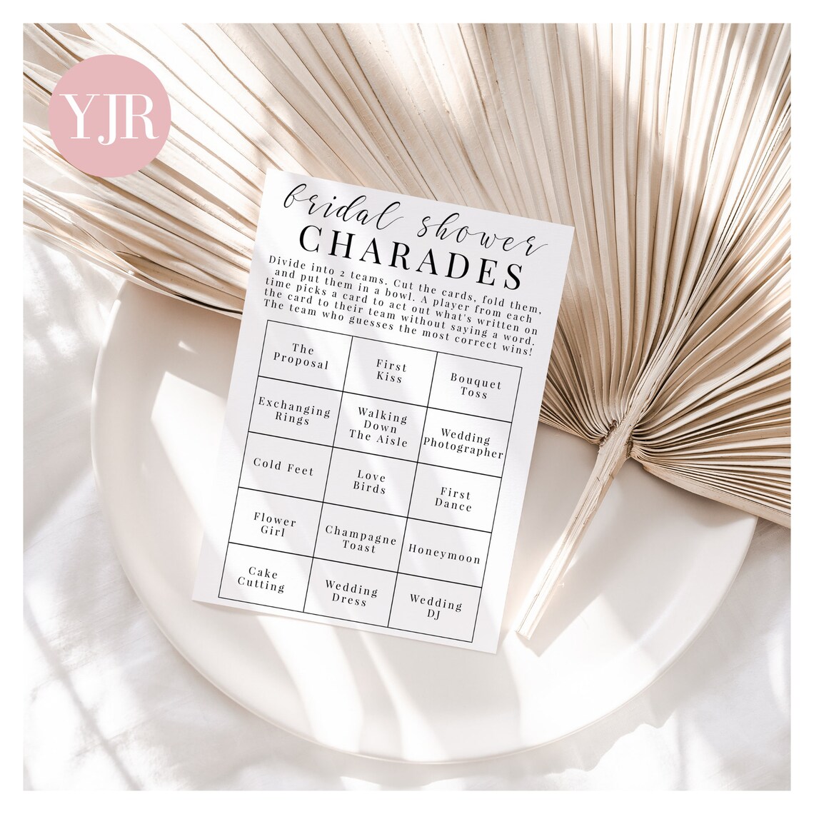 Bridal Shower Charades Game, Bridal Party Charade Cards, Printable ...