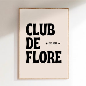 Club de Flore - neutrale minimalistische kunstafdruk trendy muurkunst, esthetisch citaat kunstafdruk keuken wanddecor appartement decor digitale download