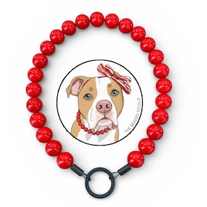 Red Pearl Beaded Dog Collar / Valentines Day Pet Accessory