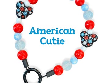 Patriotic Mouse Beaded Dog Collar / July 4th Pet Necklace