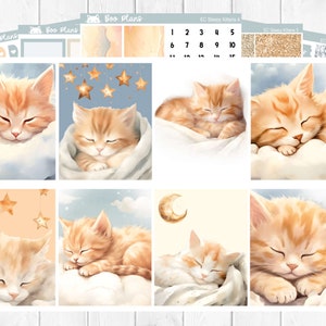 Sleepy Kittens - Erin Condren Vertical 7&quot; x 9&quot; - Weekly Planner Sticker Set
