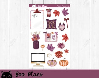Autumn Planner Deco Stickers, Planner Stickers, September, Autumn, Fall, Leaves, Pumpkin