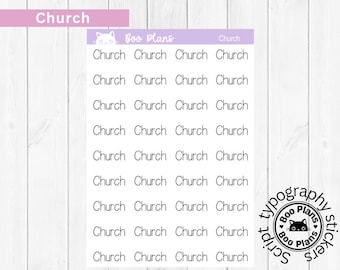 Pegatinas de tipografía de script de la iglesia Pegatinas del diario del planificador