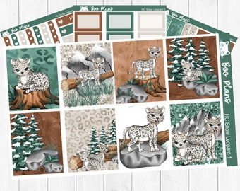 Snow Leopard - Hobonichi Cousin A5 - Weekly Planner Sticker Kit