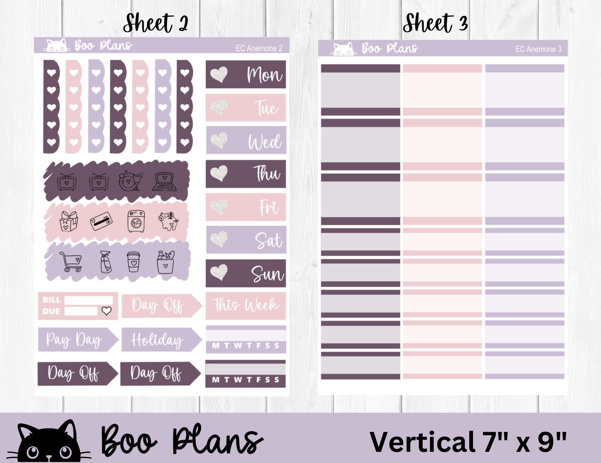 Anemone - Erin Condren Vertical 7 X 9 - Weekly Planner Sticker Set - Etsy