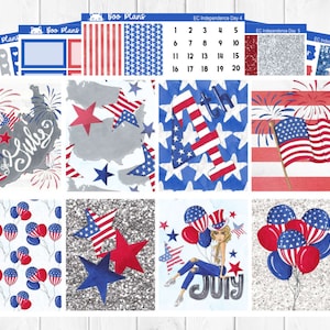 Independence Day - Erin Condren Vertical 7&quot; x 9&quot; - Weekly Planner Sticker Set