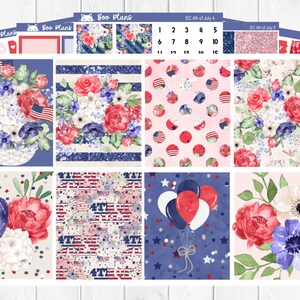 4th of July - Erin Condren Vertical 7&quot; x 9&quot; - Weekly Planner Sticker Set