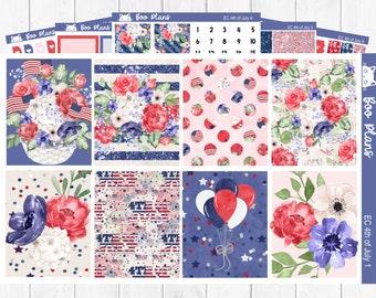 4th of July - Erin Condren Vertical 7" x 9" - Weekly Planner Sticker Set