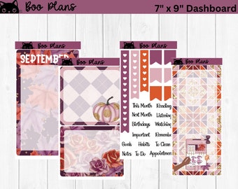 Autumn Planner September Monthly Dashboard Kit Vertical 7" x 9"