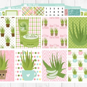 Aloe Vera - Erin Condren Vertical 7&quot; x 9&quot; - Weekly Planner Sticker Set