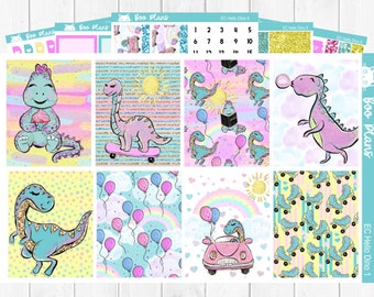 Hello Dino - Erin Condren Vertical 7" x 9" - Weekly Planner Sticker Set