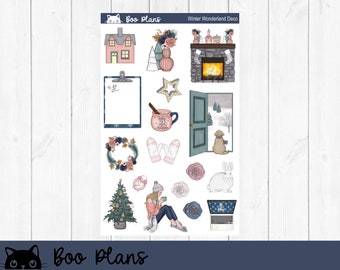 Winter Wonderland Deco Stickers, Planner Stickers, January, Winter, Cozy