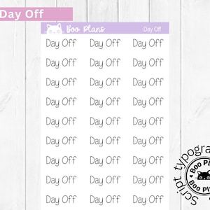Day Off Script Typography Stickers Planner Journal Stickers