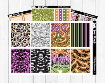 Puffy Halloween - Erin Condren Vertical 7" x 9" - Weekly Planner Sticker Set