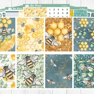Bees - Erin Condren Vertical 7&quot; x 9&quot; - Weekly Planner Sticker Set