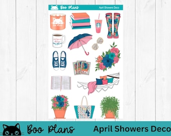 April Showers April Deco Stickers, Planner Stickers, Spring, Rain