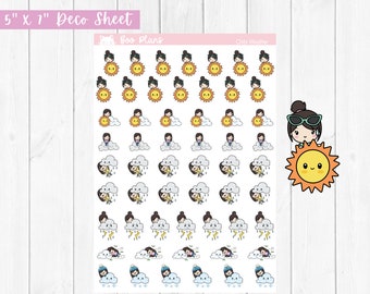 Chibi Weather Stickers Decorative Planner Journal Stickers