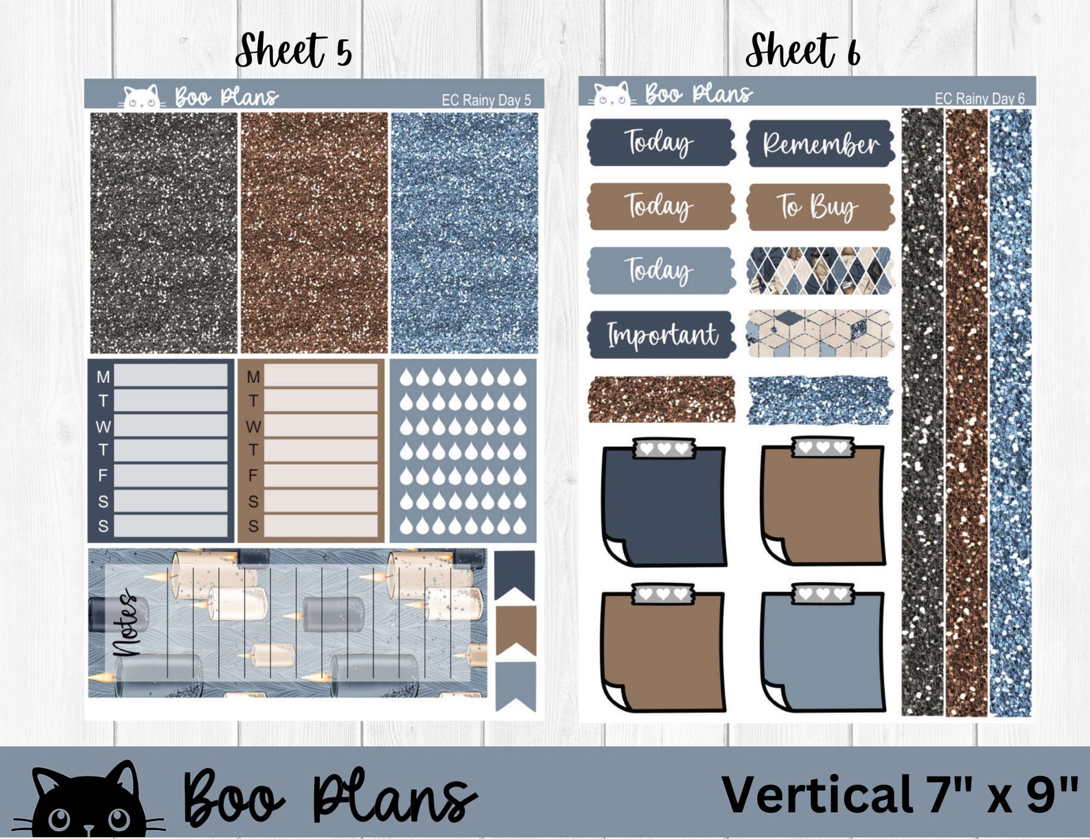 Rainy Day - Erin Condren Vertical 7" X 9" - Weekly Planner Sticker Set ...