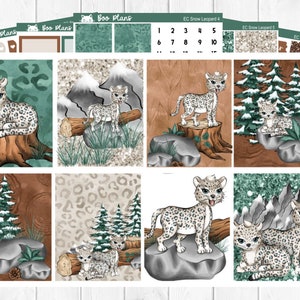 Snow Leopard - Erin Condren 7 x 9 Vertical - Weekly Planner Sticker Set