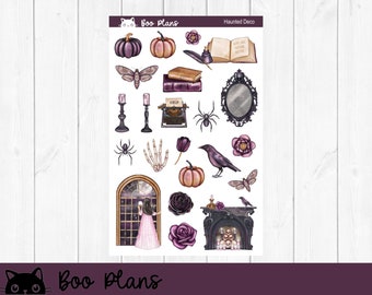 Haunted Deco Stickers, Planner Stickers, October, Halloween, Ghosts